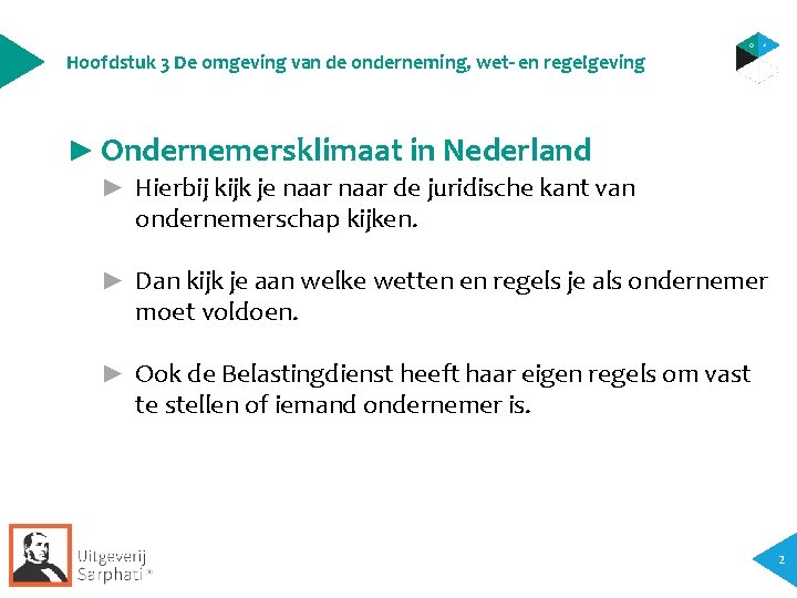 Hoofdstuk 3 De omgeving van de onderneming, wet- en regelgeving ► Ondernemersklimaat in Nederland Hoofdstuk 3 De omgeving van de onderneming, wet- en regelgeving ► Ondernemersklimaat in Nederland