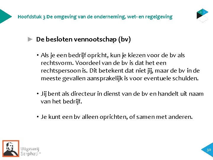 Hoofdstuk 3 De omgeving van de onderneming, wet- en regelgeving ► De besloten vennootschap Hoofdstuk 3 De omgeving van de onderneming, wet- en regelgeving ► De besloten vennootschap