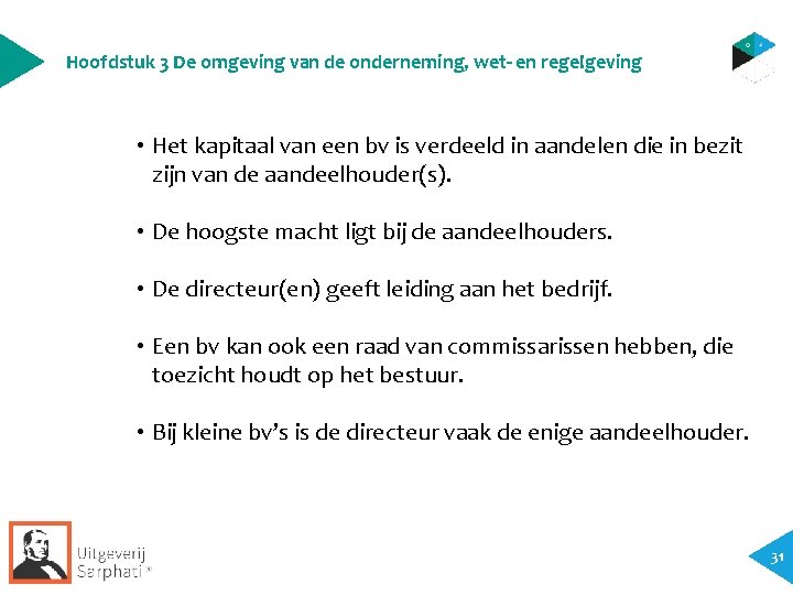 Hoofdstuk 3 De omgeving van de onderneming, wet- en regelgeving • Het kapitaal van Hoofdstuk 3 De omgeving van de onderneming, wet- en regelgeving • Het kapitaal van