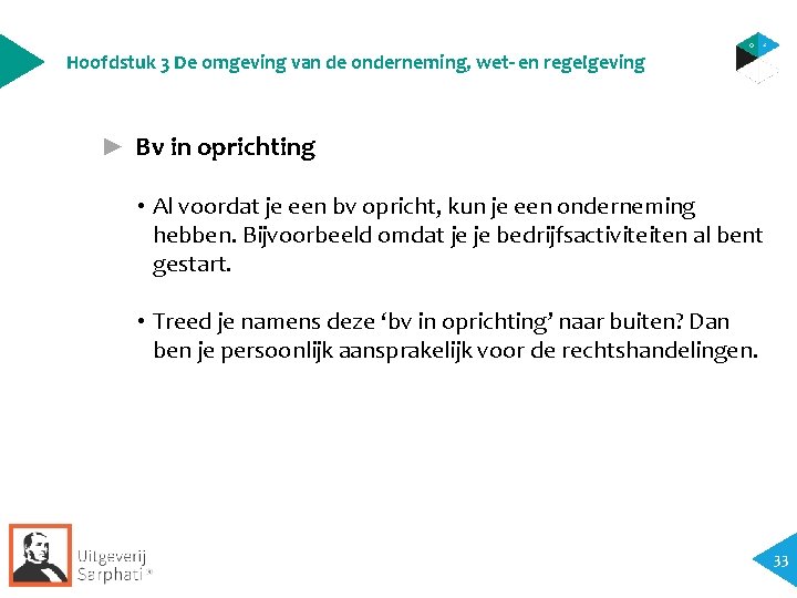 Hoofdstuk 3 De omgeving van de onderneming, wet- en regelgeving ► Bv in oprichting Hoofdstuk 3 De omgeving van de onderneming, wet- en regelgeving ► Bv in oprichting