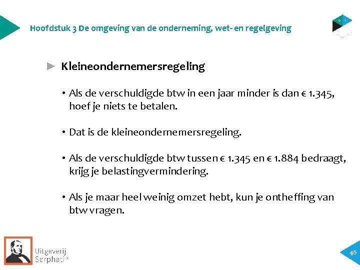 Hoofdstuk 3 De omgeving van de onderneming, wet- en regelgeving ► Kleineondernemersregeling • Als Hoofdstuk 3 De omgeving van de onderneming, wet- en regelgeving ► Kleineondernemersregeling • Als