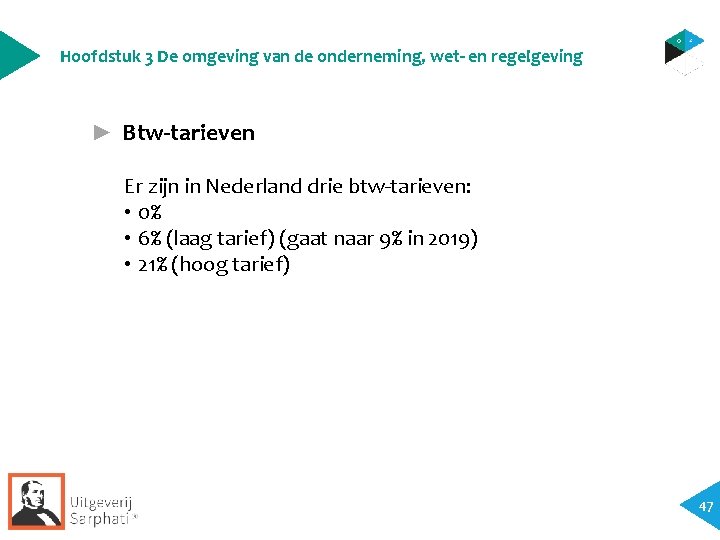 Hoofdstuk 3 De omgeving van de onderneming, wet- en regelgeving ► Btw-tarieven Er zijn Hoofdstuk 3 De omgeving van de onderneming, wet- en regelgeving ► Btw-tarieven Er zijn