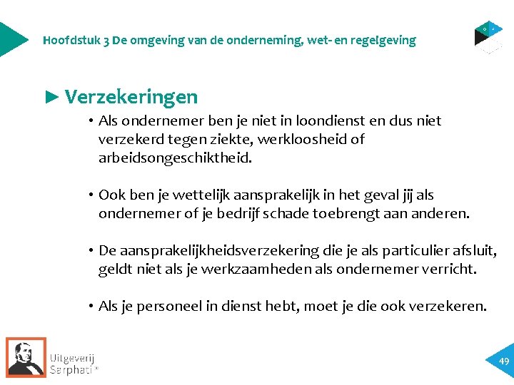 Hoofdstuk 3 De omgeving van de onderneming, wet- en regelgeving ► Verzekeringen • Als Hoofdstuk 3 De omgeving van de onderneming, wet- en regelgeving ► Verzekeringen • Als