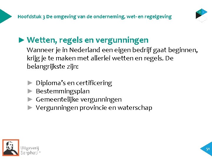 Hoofdstuk 3 De omgeving van de onderneming, wet- en regelgeving ► Wetten, regels en Hoofdstuk 3 De omgeving van de onderneming, wet- en regelgeving ► Wetten, regels en