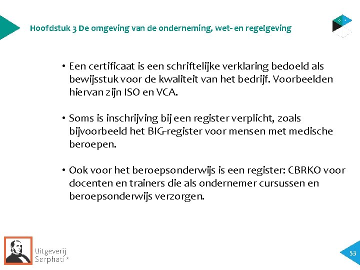Hoofdstuk 3 De omgeving van de onderneming, wet- en regelgeving • Een certificaat is Hoofdstuk 3 De omgeving van de onderneming, wet- en regelgeving • Een certificaat is