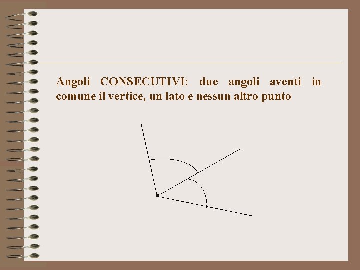 Angoli CONSECUTIVI: due angoli aventi in comune il vertice, un lato e nessun altro