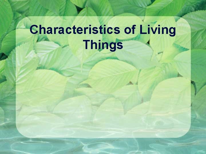 Characteristics of Living Things 