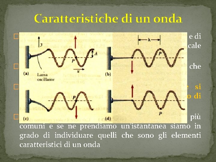 Caratteristiche di un onda �Immaginiamo di attaccare una coda ad un gancio e di