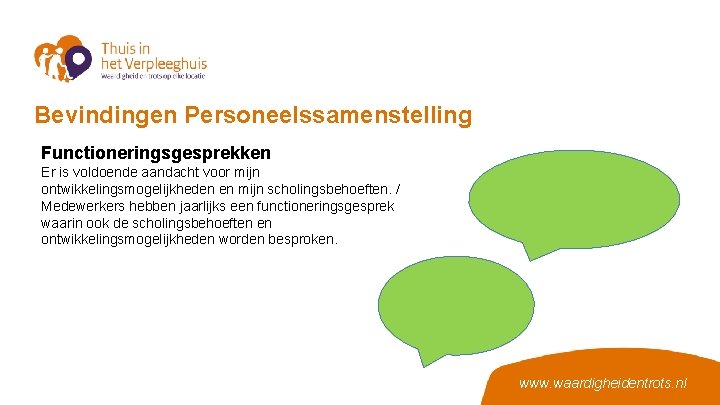 Bevindingen Personeelssamenstelling Functioneringsgesprekken Er is voldoende aandacht voor mijn ontwikkelingsmogelijkheden en mijn scholingsbehoeften. /