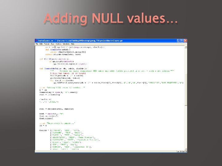 Adding NULL values… 