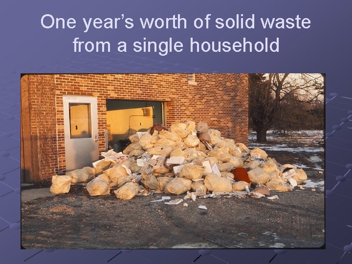 One year’s worth of solid waste from a single household 