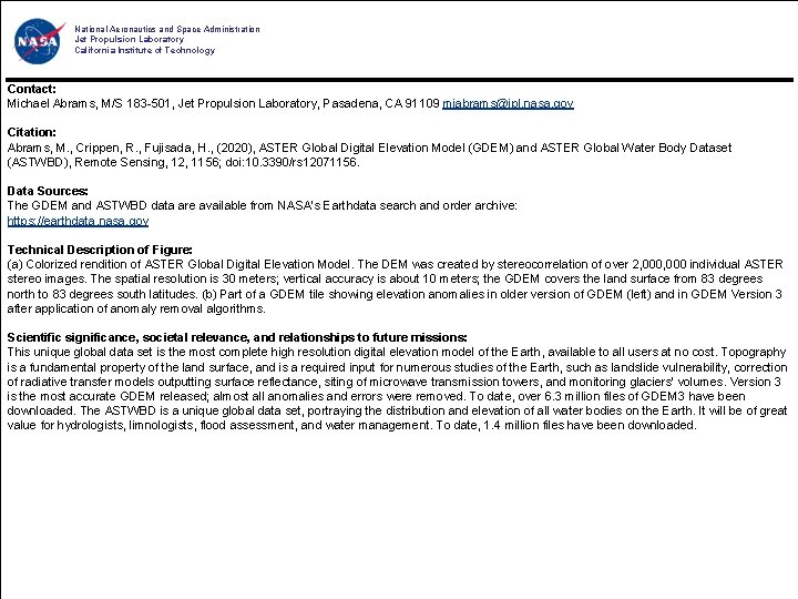 National Aeronautics and Space Administration Jet Propulsion Laboratory