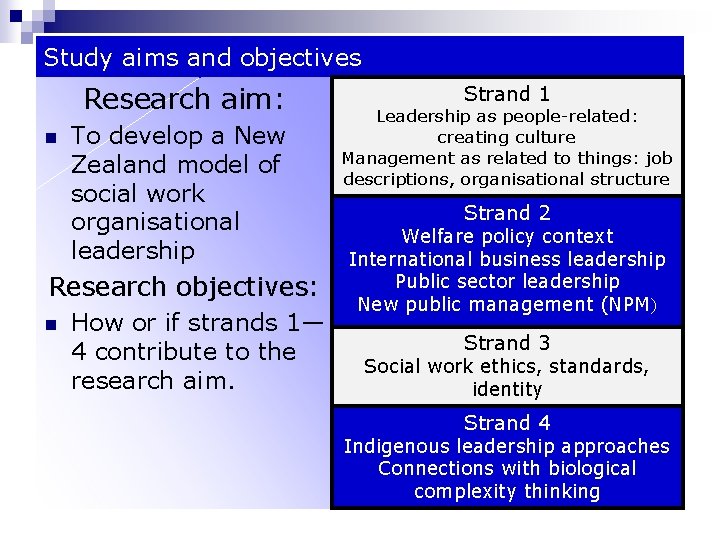 Study aims and objectives Research aim: n To develop a New Zealand model of Study aims and objectives Research aim: n To develop a New Zealand model of