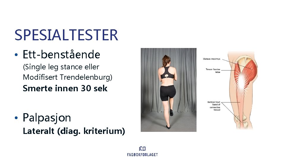 SPESIALTESTER • Ett-benstående (Single leg stance eller Modifisert Trendelenburg) Smerte innen 30 sek •