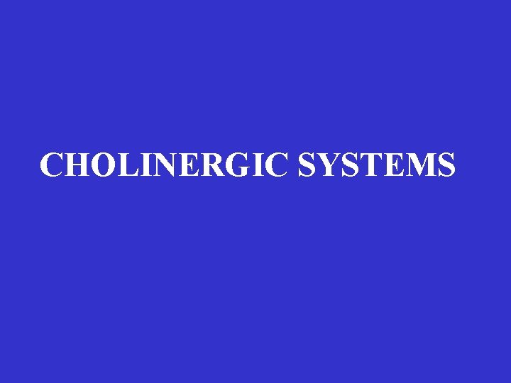 CHOLINERGIC SYSTEMS 