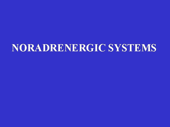 NORADRENERGIC SYSTEMS 