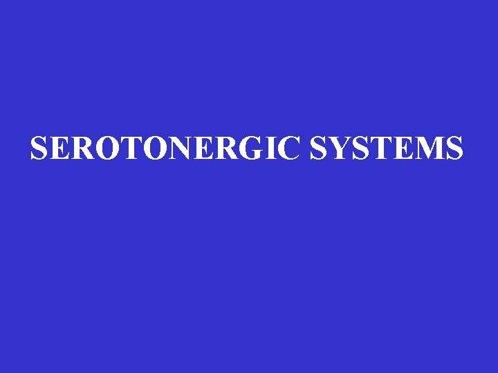 SEROTONERGIC SYSTEMS 