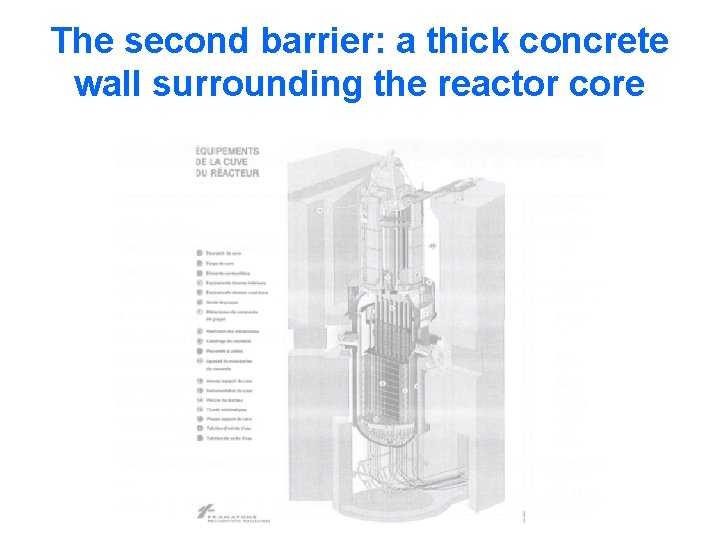The second barrier: a thick concrete wall surrounding the reactor core The second barrier: a thick concrete wall surrounding the reactor core