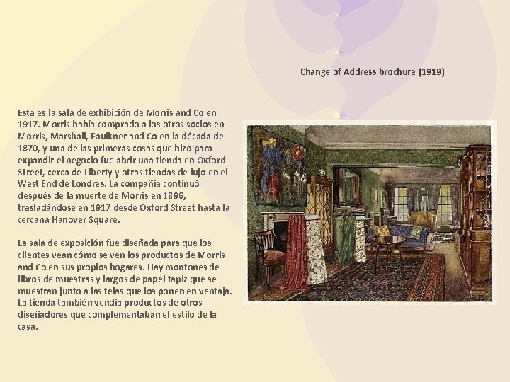 Change of Address brochure (1919) Esta es la sala de exhibición de Morris and