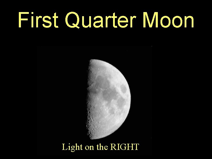 First Quarter Moon Light on the RIGHT 