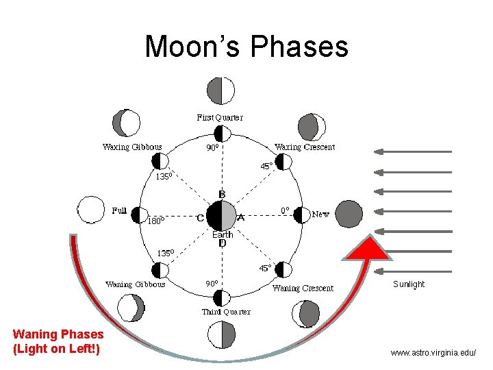 Moon’s Phases Waning Phases (Light on Left!) www. astro. virginia. edu/ 