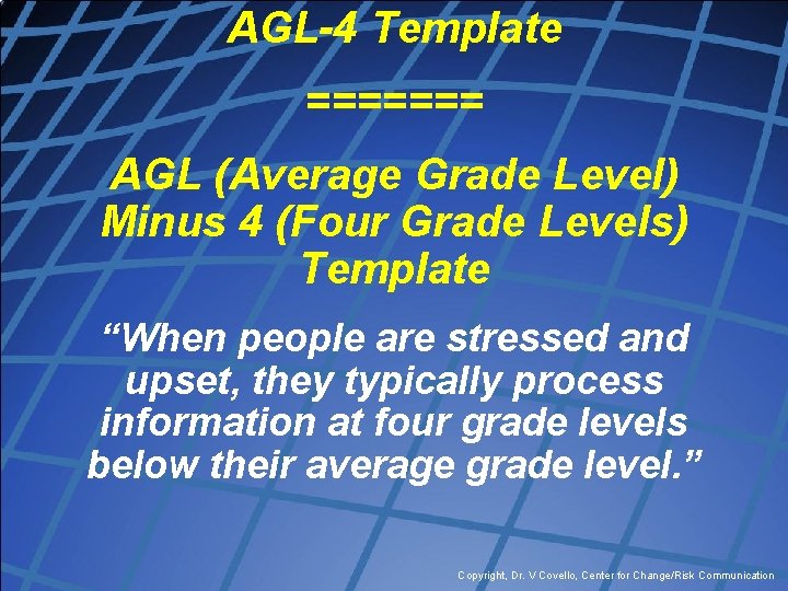 AGL-4 Template ======= AGL (Average Grade Level) Minus 4 (Four Grade Levels) Template “When