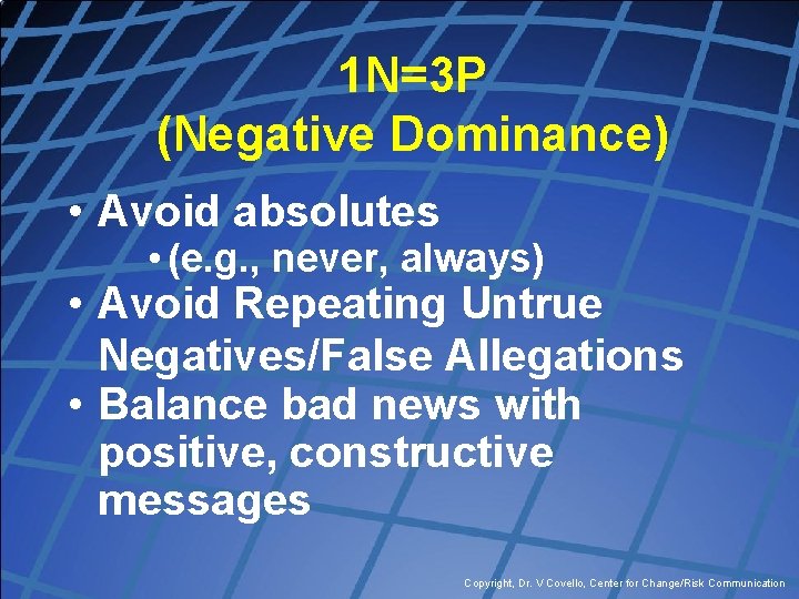 1 N=3 P (Negative Dominance) • Avoid absolutes • (e. g. , never, always)