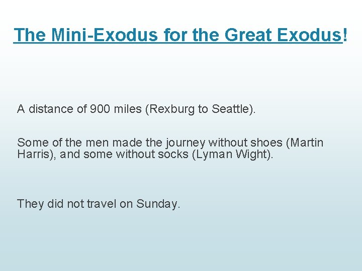 The Mini-Exodus for the Great Exodus! A distance of 900 miles (Rexburg to Seattle).