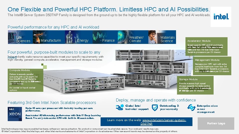 One Flexible and Powerful HPC Platform. Limitless HPC and AI Possibilities. The Intel® Server