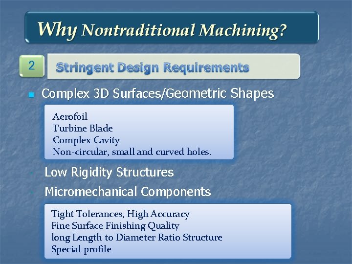 n Complex 3 D Surfaces/Geometric Shapes Aerofoil Turbine Blade Complex Cavity Non-circular, small and