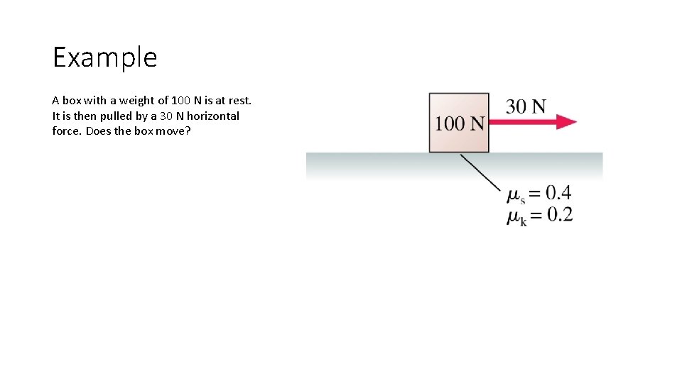 Example A box with a weight of 100 N is at rest. It is Example A box with a weight of 100 N is at rest. It is