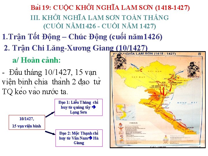 Ba i 19: CUỘC KHỞI NGHĨA LAM SƠN (1418 -1427) III. KHỞI NGHĨA LAM