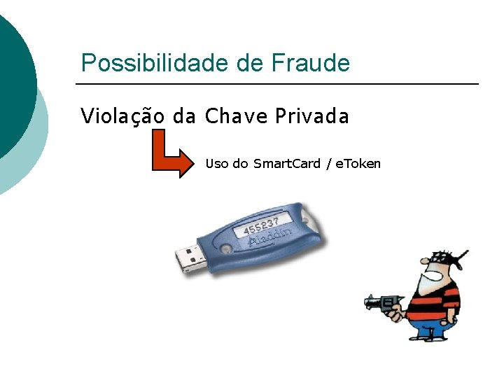 Possibilidade de Fraude Violação da Chave Privada Uso do Smart. Card / e. Token