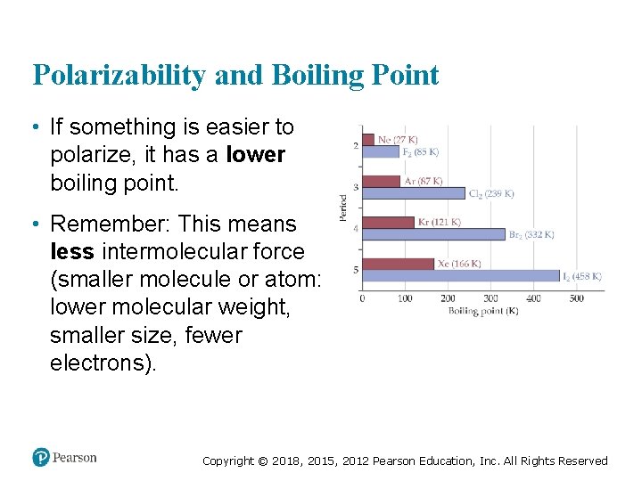 Polarizability and Boiling Point • If something is easier to polarize, it has a