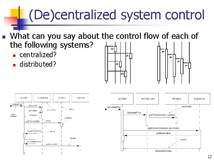(De)centralized system control n What can you say about the control flow of each