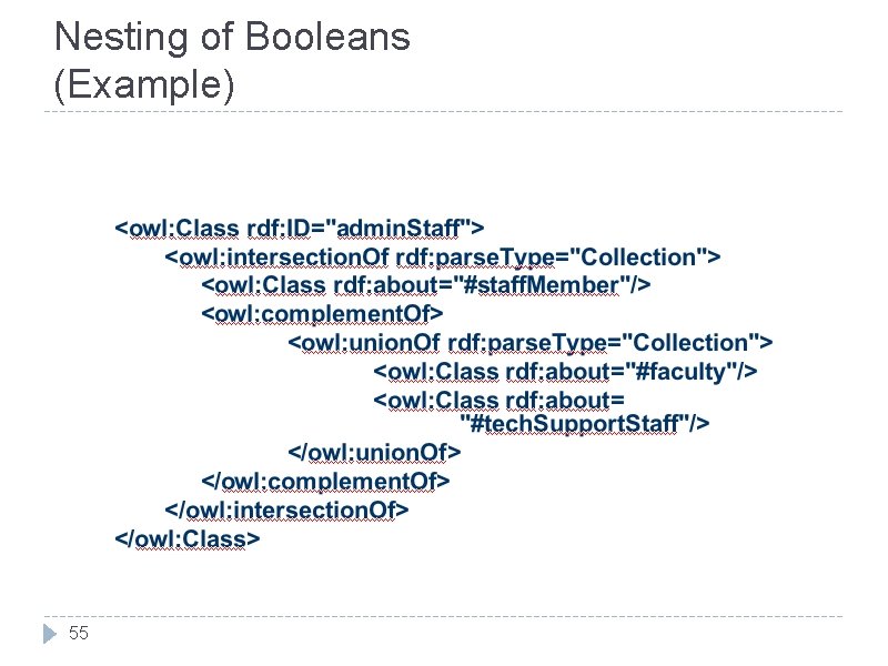Nesting of Booleans (Example) 55 