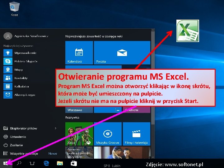 Otwieranie programu MS Excel. Program MS Excel można otworzyć klikając w ikonę skrótu, która