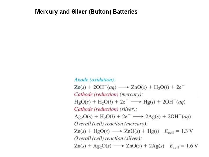 Mercury and Silver (Button) Batteries 