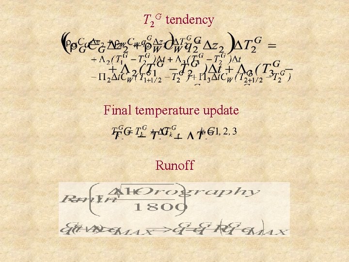 T 2 G tendency Final temperature update Runoff 