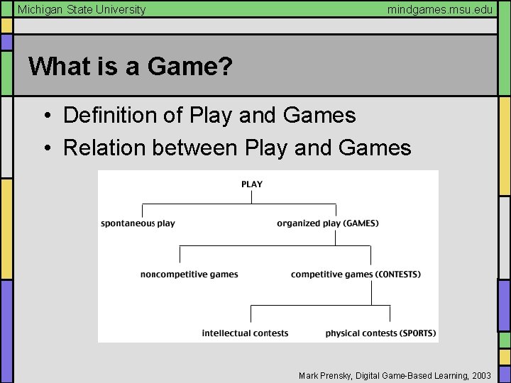 Michigan State University mindgames. msu. edu What is a Game? • Definition of Play Michigan State University mindgames. msu. edu What is a Game? • Definition of Play