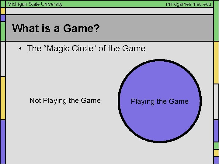 Michigan State University mindgames. msu. edu What is a Game? • The “Magic Circle”