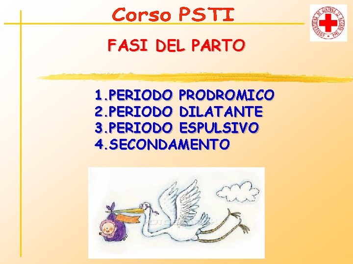 FASI DEL PARTO 1. PERIODO PRODROMICO 2. PERIODO DILATANTE 3. PERIODO ESPULSIVO 4. SECONDAMENTO