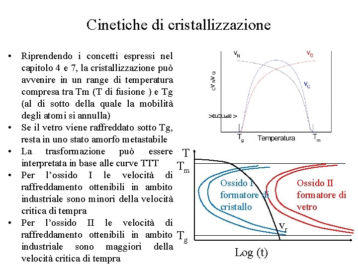 Cinetiche di cristallizzazione • Riprendendo i concetti espressi nel capitolo 4 e 7, la