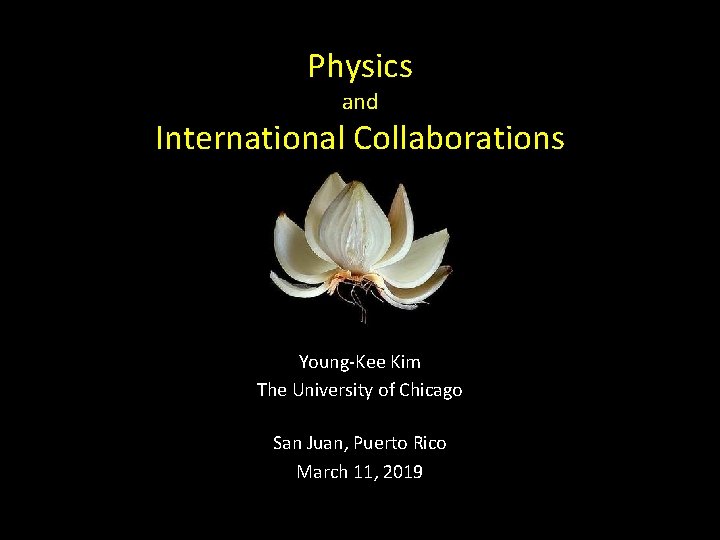 Physics and International Collaborations Young-Kee Kim The University of Chicago San Juan, Puerto Rico