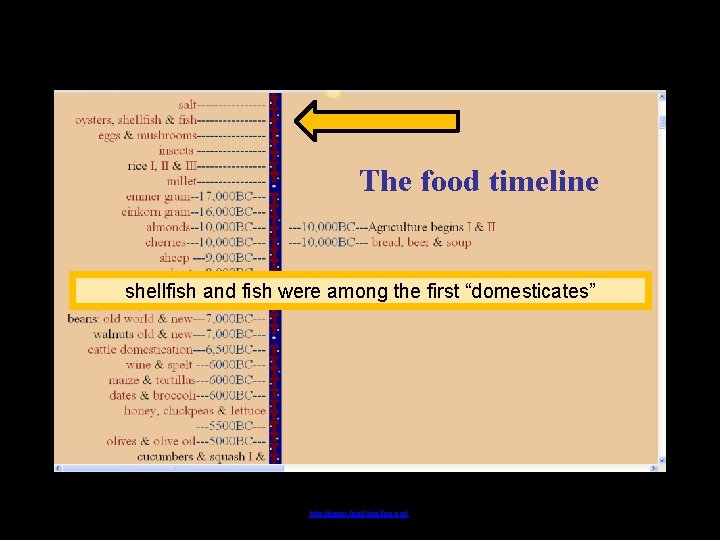 The food timeline shellfish and fish were among the first “domesticates” http: //www. foodtimeline.