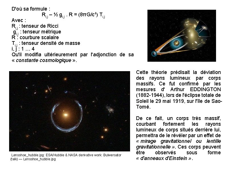 D'où sa formule : Ri, j – ½ gi, j. R = (8πG/c 4)