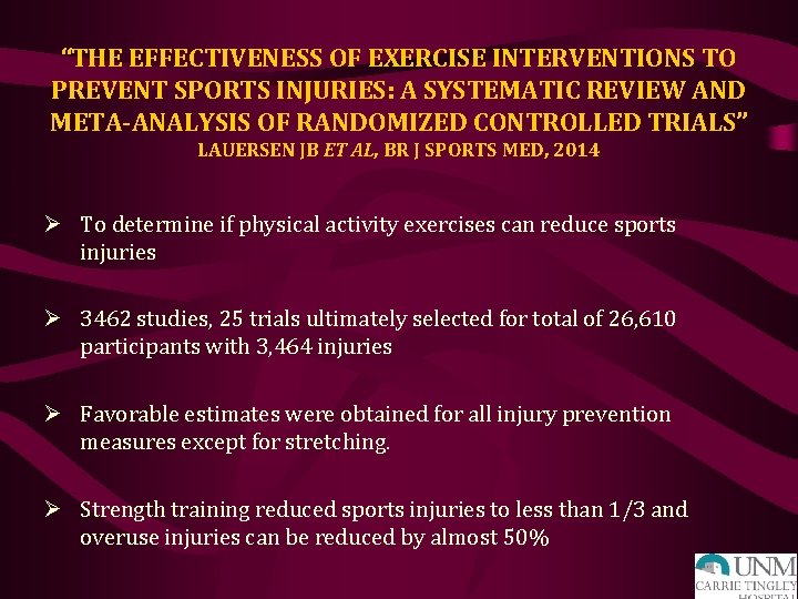 “THE EFFECTIVENESS OF EXERCISE INTERVENTIONS TO PREVENT SPORTS INJURIES: A SYSTEMATIC REVIEW AND META-ANALYSIS