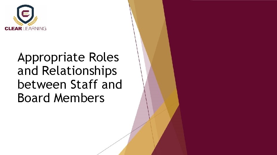 Appropriate Roles and Relationships between Staff and Board Members 