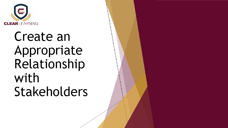 Create an Appropriate Relationship with Stakeholders 