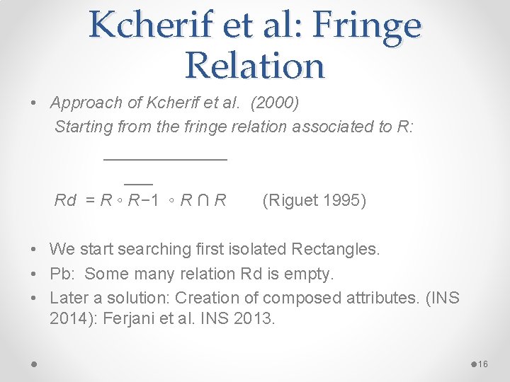 Kcherif et al: Fringe Relation • Approach of Kcherif et al. (2000) Starting from Kcherif et al: Fringe Relation • Approach of Kcherif et al. (2000) Starting from